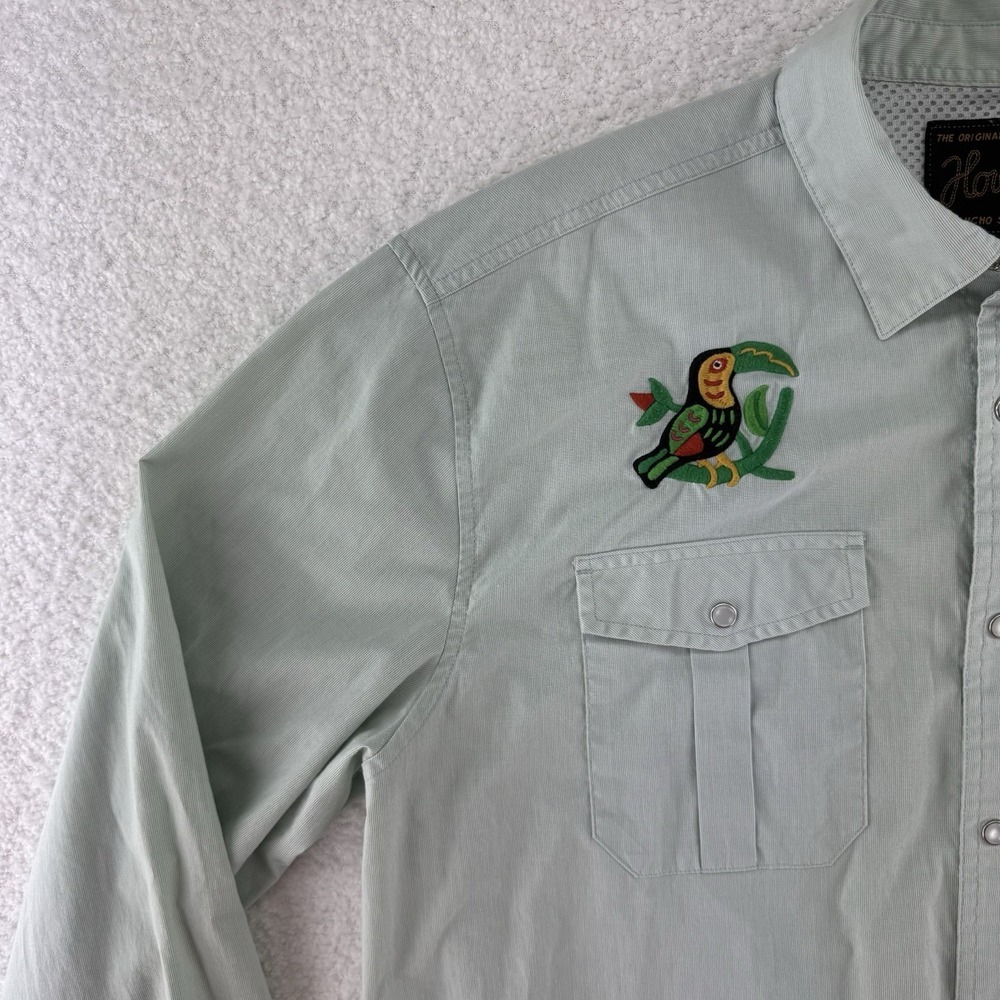 Howler Bros Gaucho Snapshirt  Embroidered Toucans Mens  Large Green Western - Picture 3 of 13
